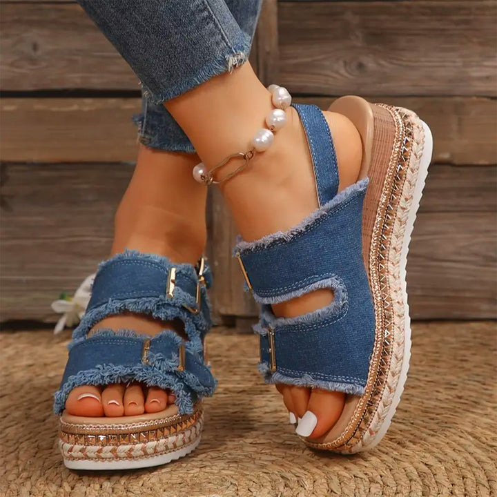 Ayla - Casual Denim Wedges