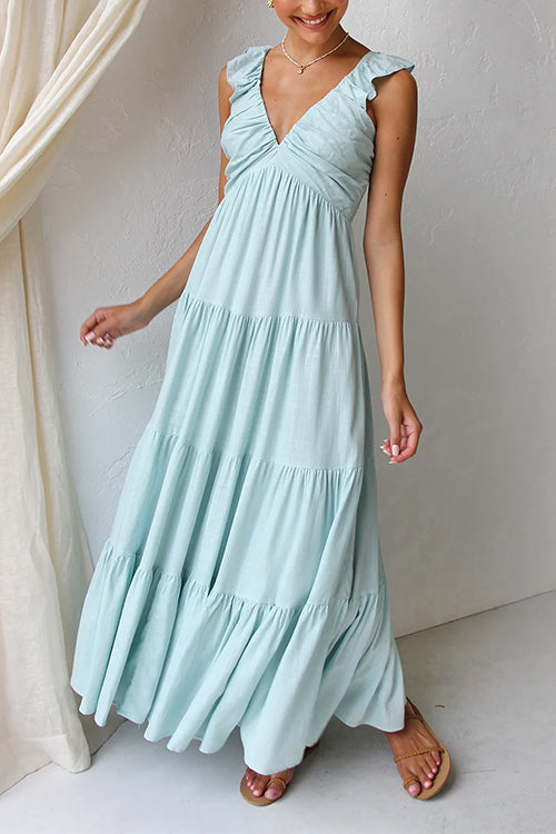 Emma - V-Neck Linen Maxi Dress