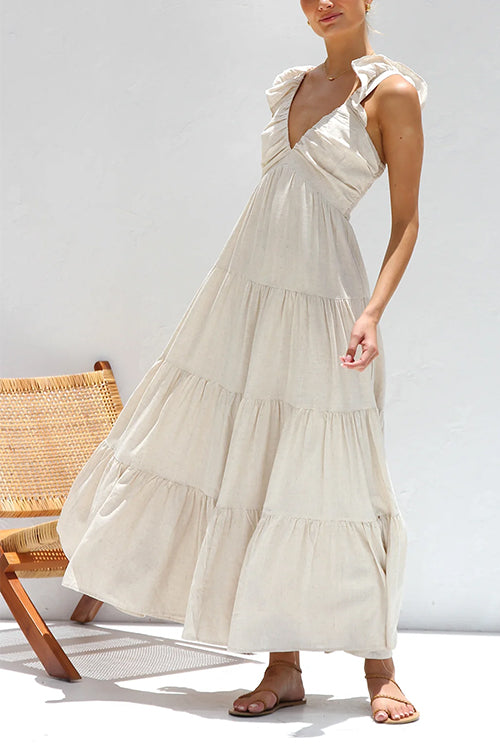 Emma - V-Neck Linen Maxi Dress