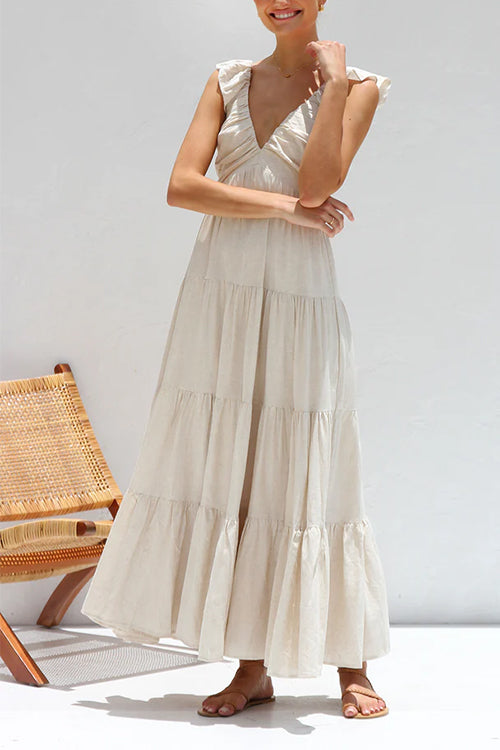 Emma - V-Neck Linen Maxi Dress