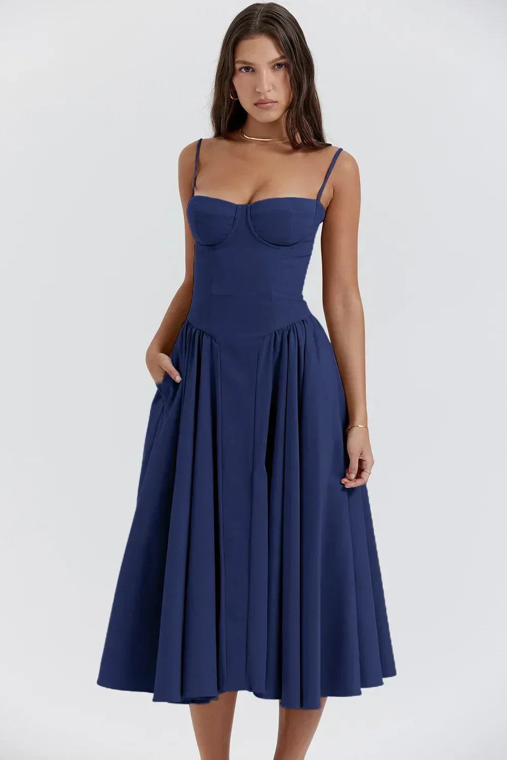 Carolyn - Sleeveless Corset Midi Dress