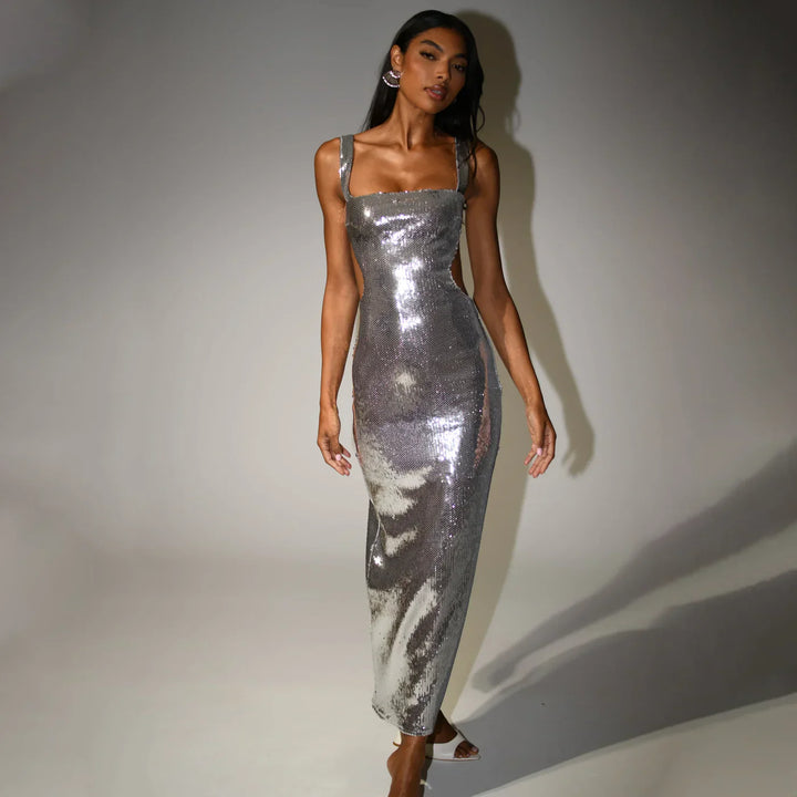 Mila - Silvery Maxi Dress