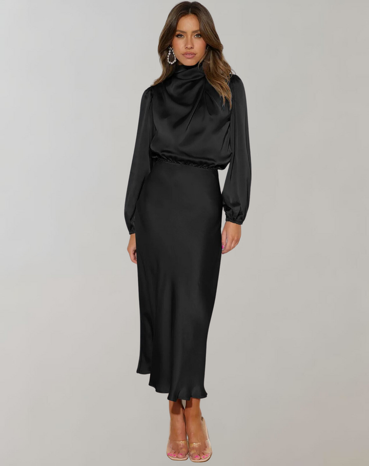 Alexis - Long-Sleeved Satin Dress