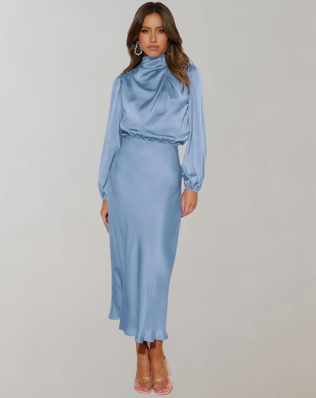 Alexis - Long-Sleeved Satin Dress