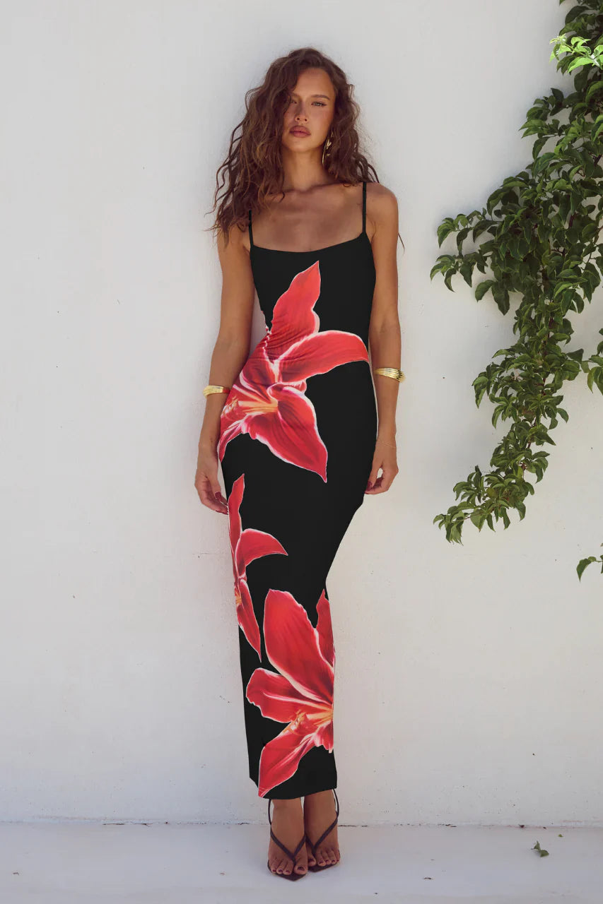 Astrid - Flower Slit Maxi Dress