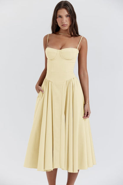 Carolyn - Sleeveless Corset Midi Dress