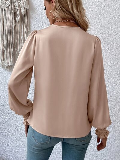 Ariana | V-Neck Elegant Plain Blouse with Balloon Sleeves