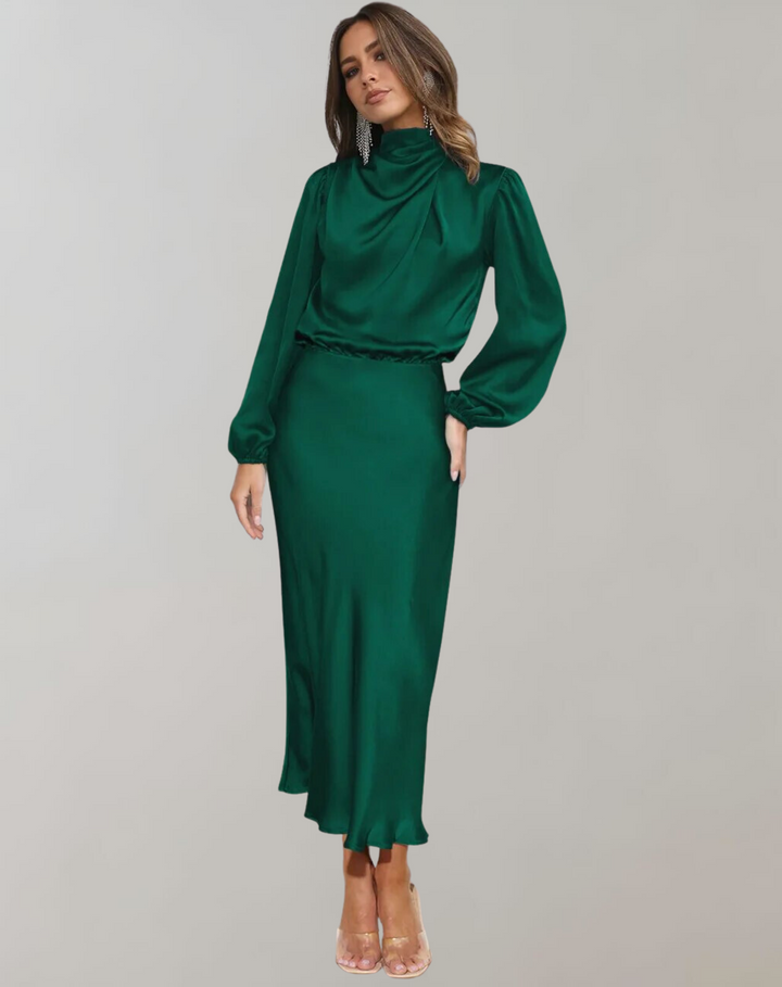 Alexis - Long-Sleeved Satin Dress