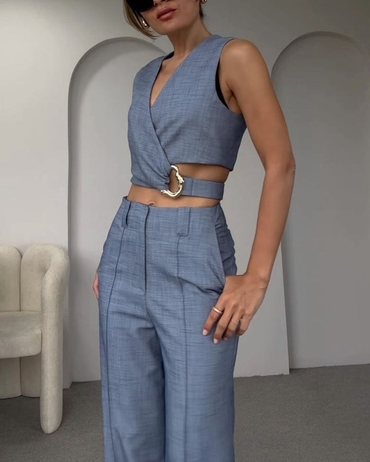 Olivia - Linen Crop Top and Pants