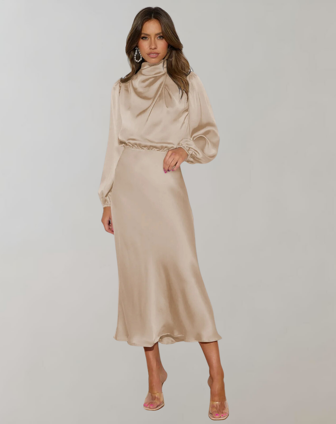 Alexis - Long-Sleeved Satin Dress