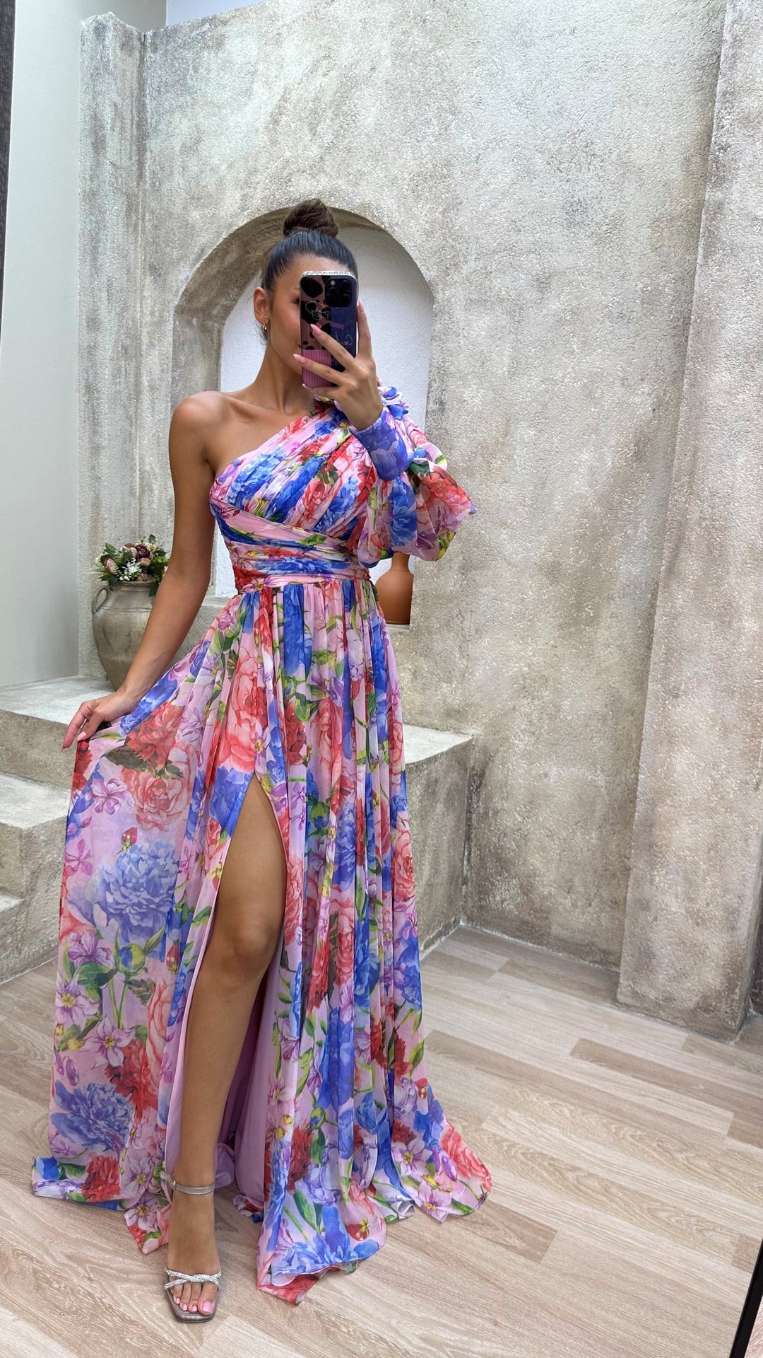 Amie - Floral One Shoulder Dress