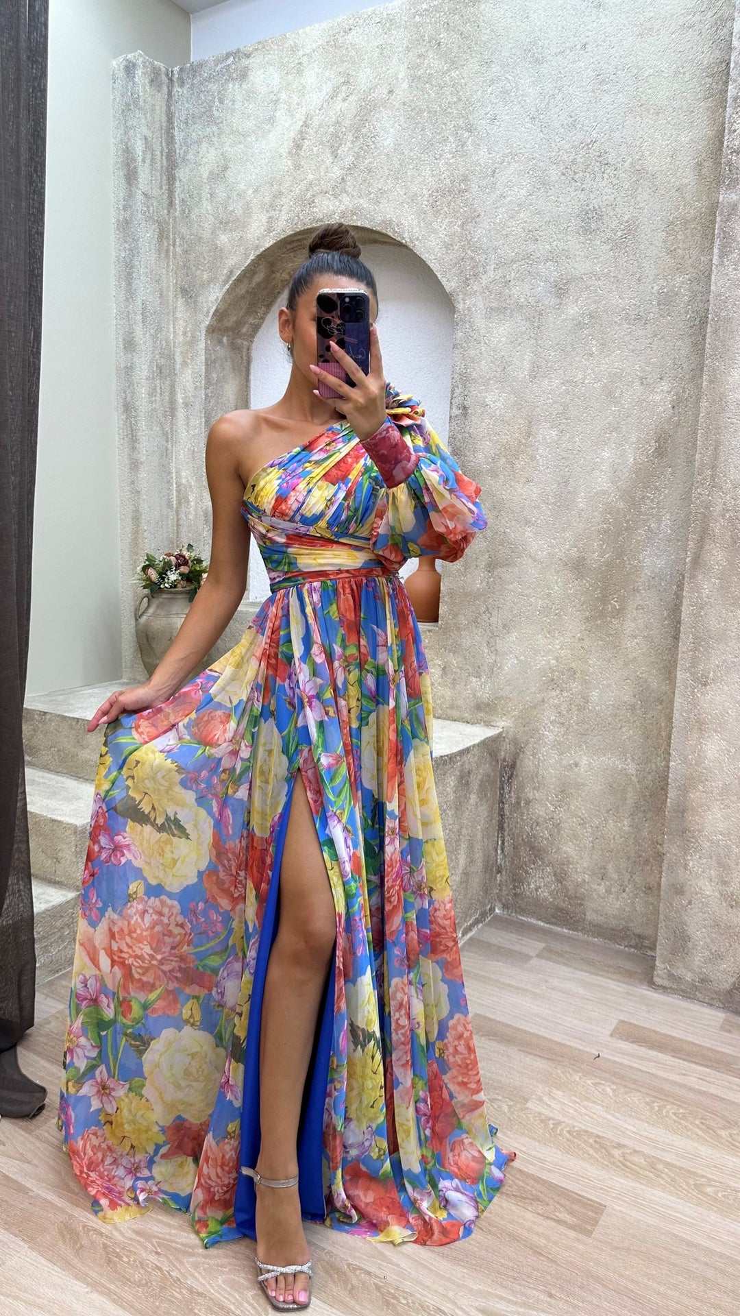 Amie - Floral One Shoulder Dress