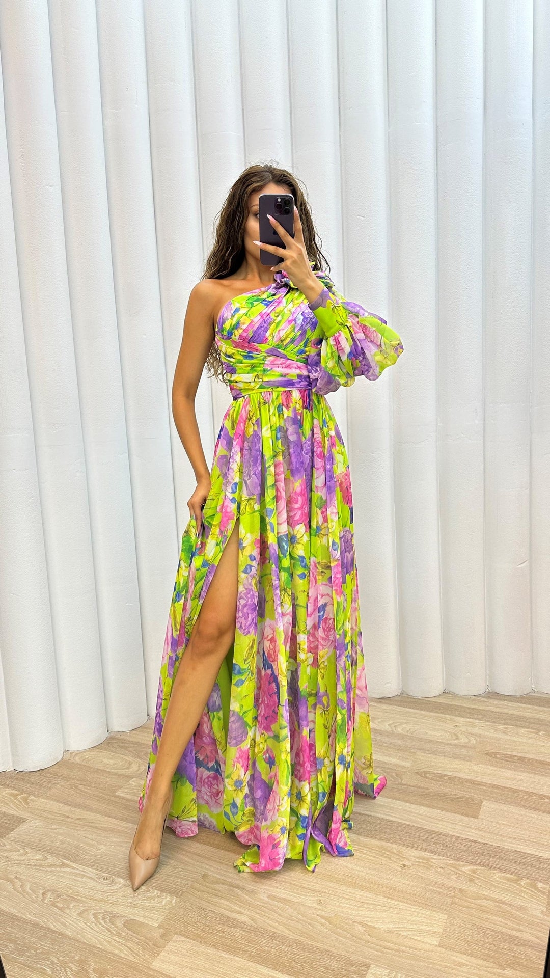 Amie - Floral One Shoulder Dress