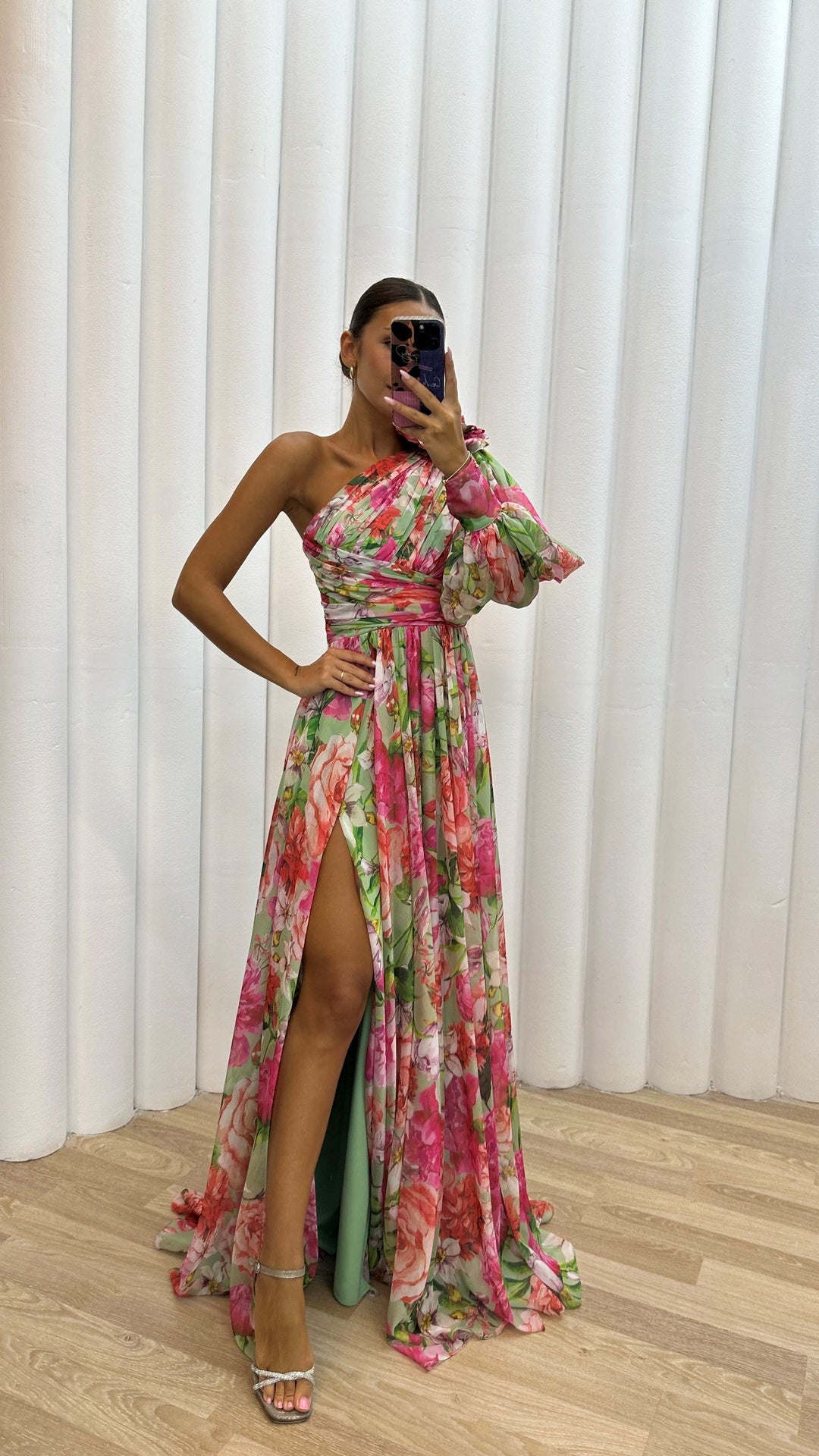 Amie - Floral One Shoulder Dress