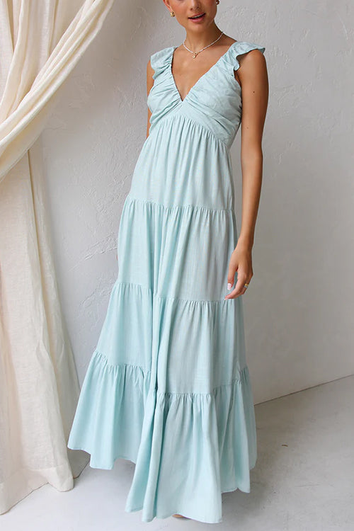 Emma - V-Neck Linen Maxi Dress