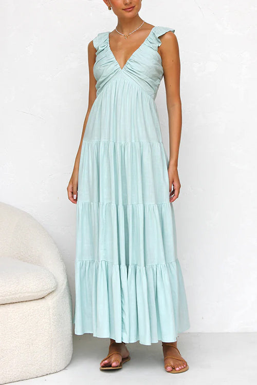 Emma - V-Neck Linen Maxi Dress