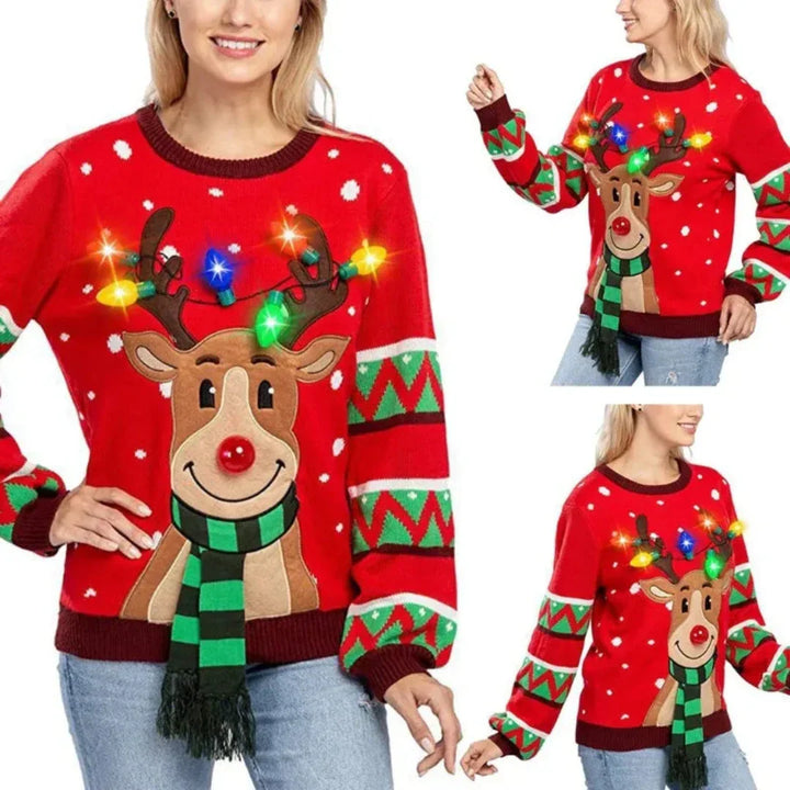 Light-Up Reindeer Christmas Sweater