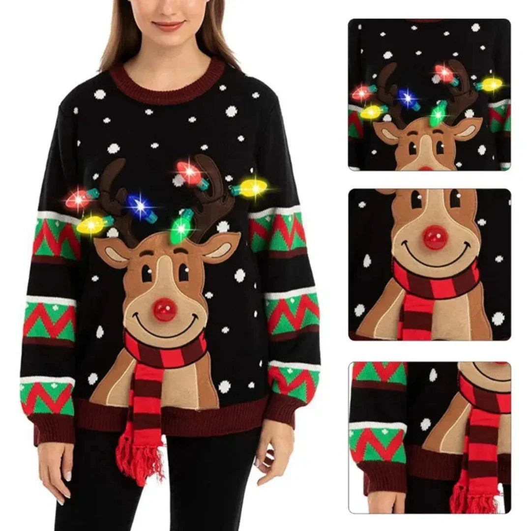 Light-Up Reindeer Christmas Sweater