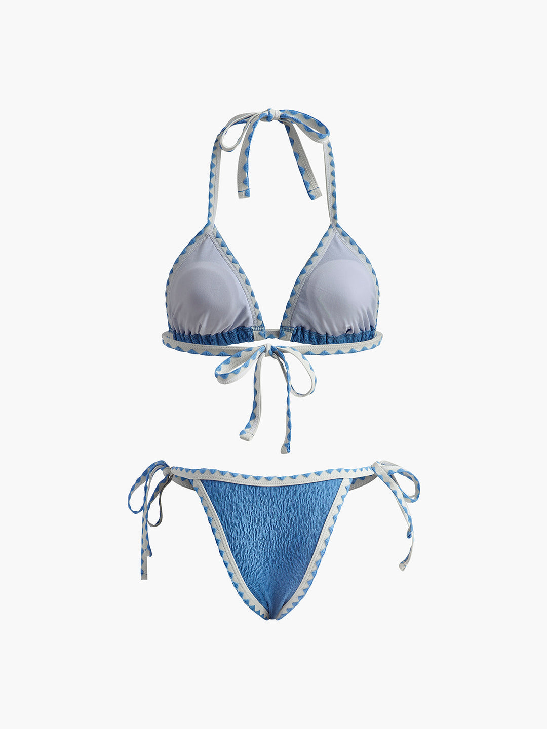 Contrast Binding Knotted Bikini Set