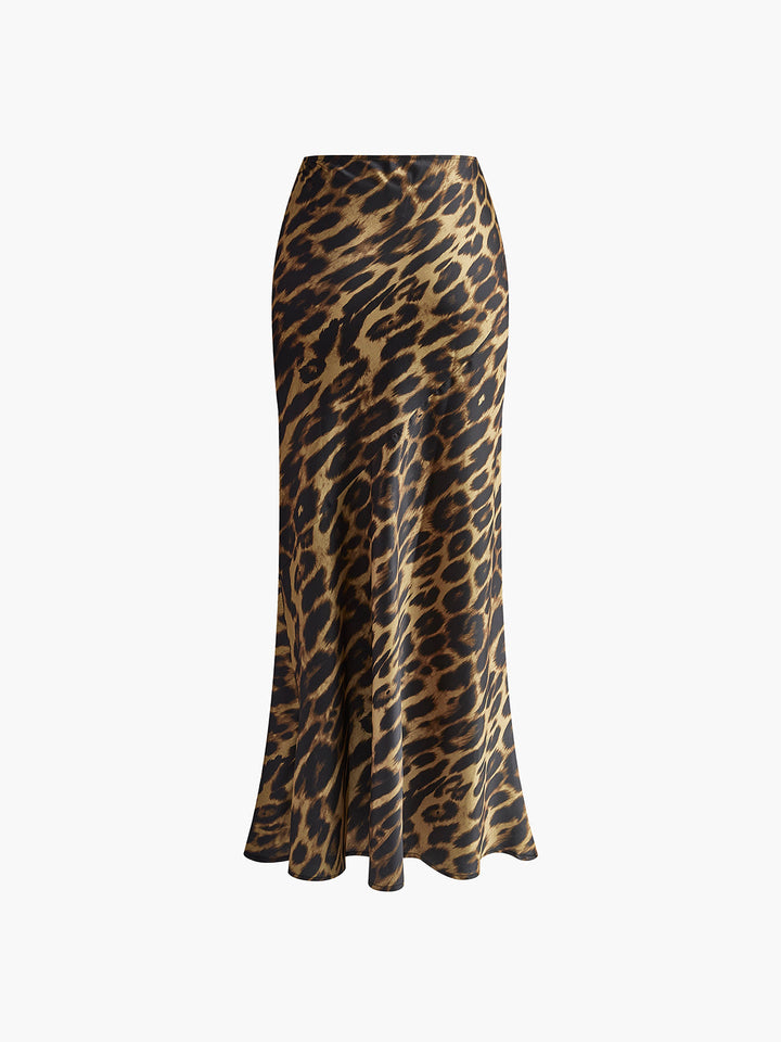 Alaya - Slim Leopard Print Maxi Skirt