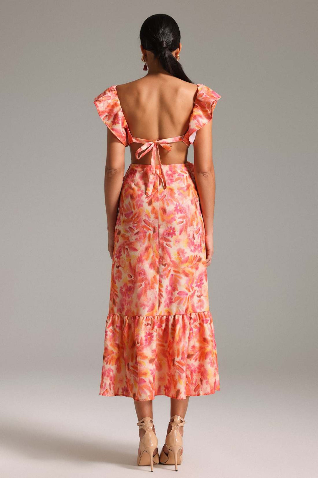 Erika - Printed Ruffle Maxi Dress