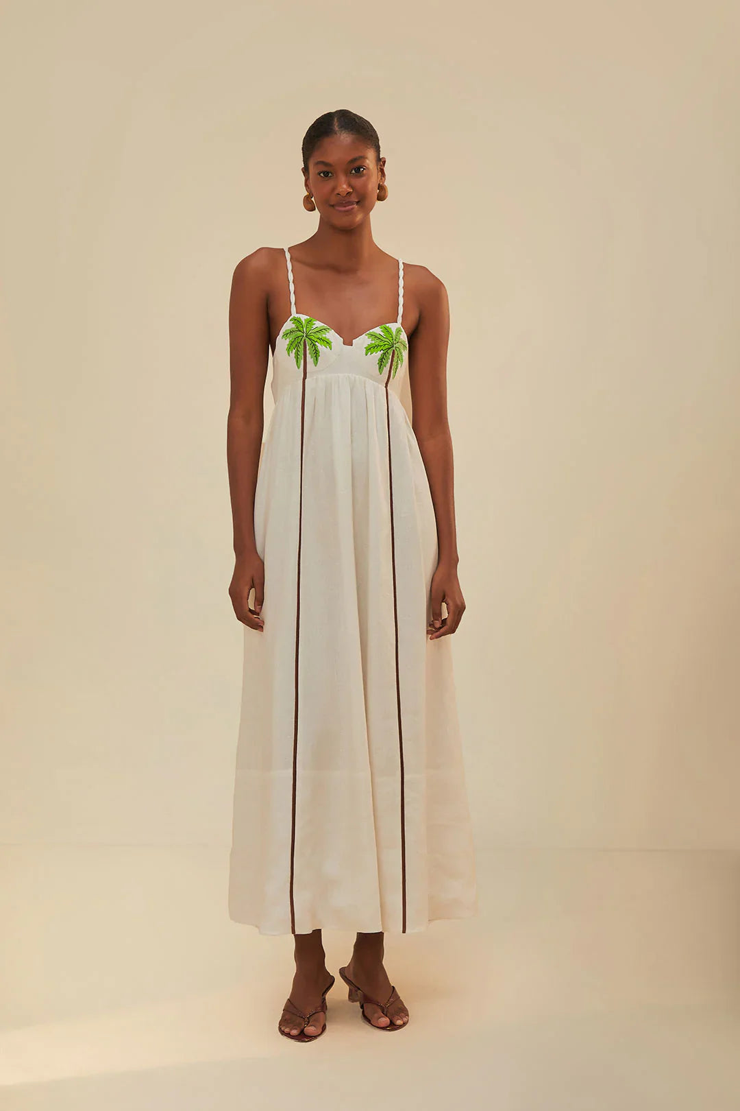 Solstice - Palm Embroidered Maxi Dress