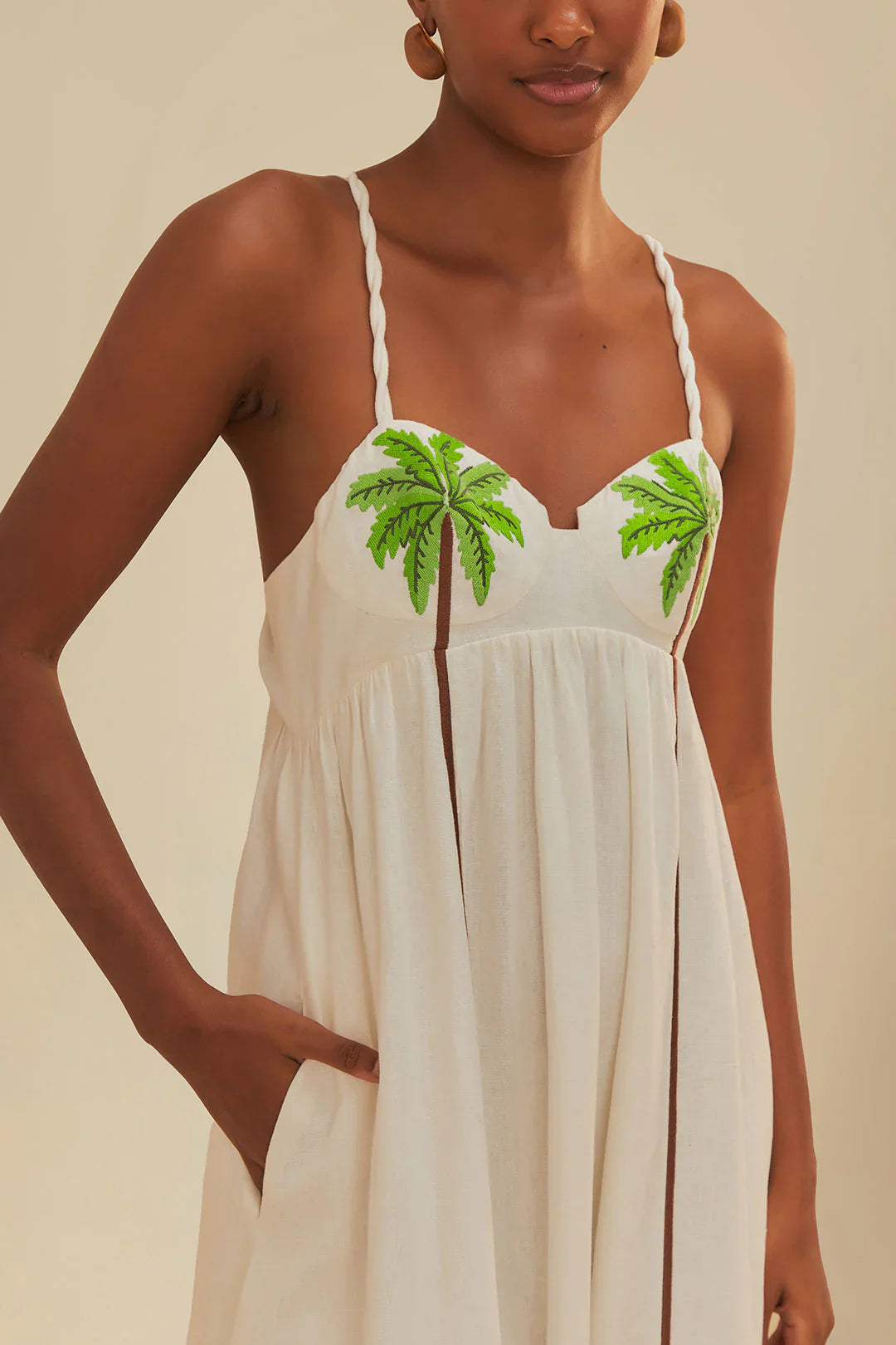 Solstice - Palm Embroidered Maxi Dress