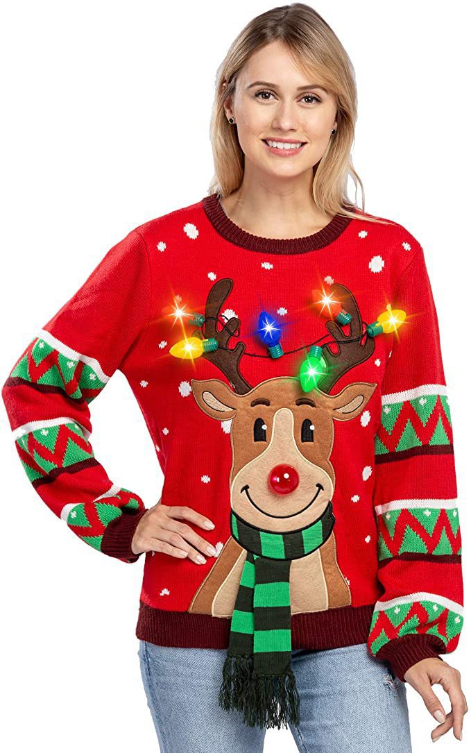 Light-Up Reindeer Christmas Sweater