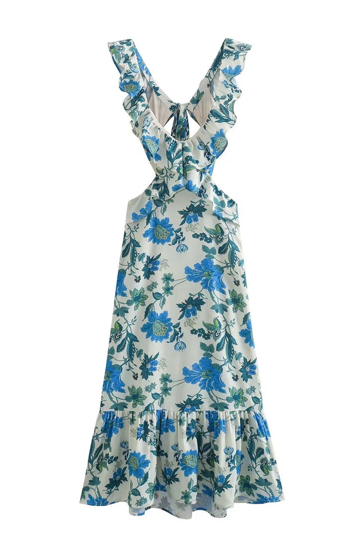 Erika - Printed Ruffle Maxi Dress