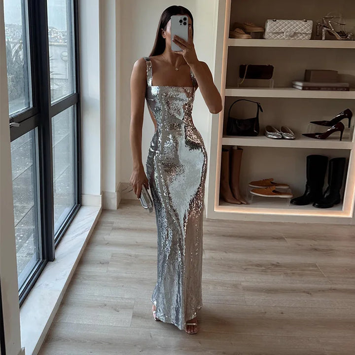 Mila - Silvery Maxi Dress