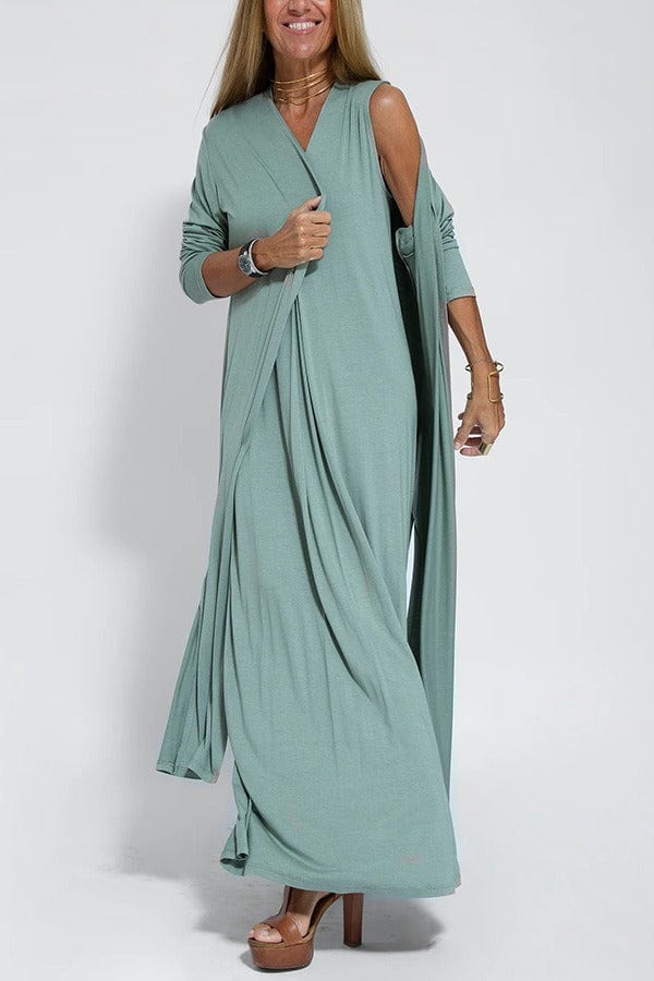 Anaya | Elegant Long Dress with Matching Cardigan