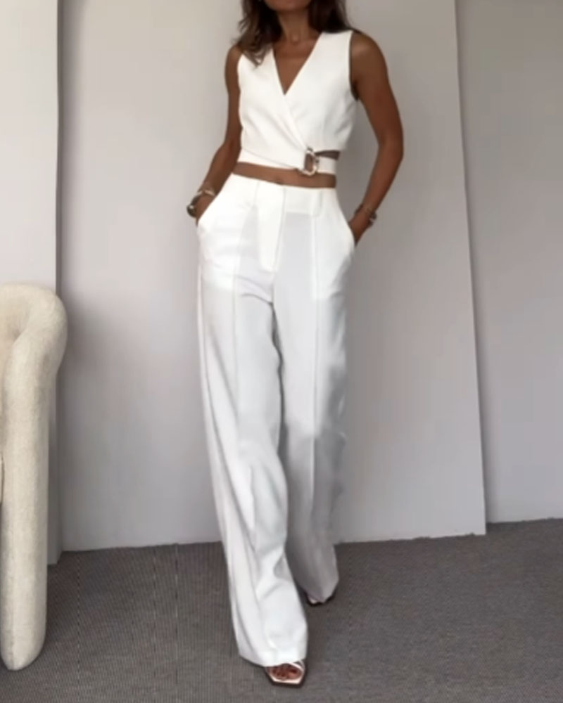 Olivia - Linen Crop Top and Pants