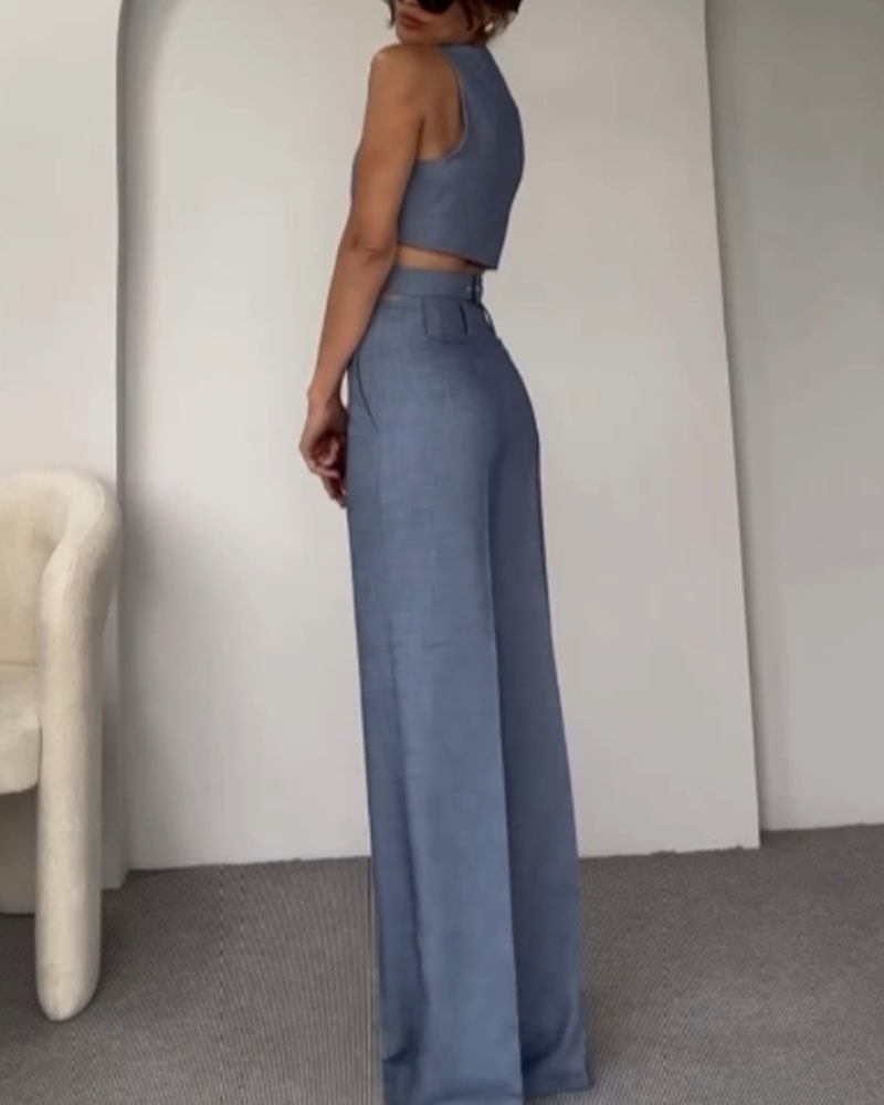 Olivia - Linen Crop Top and Pants