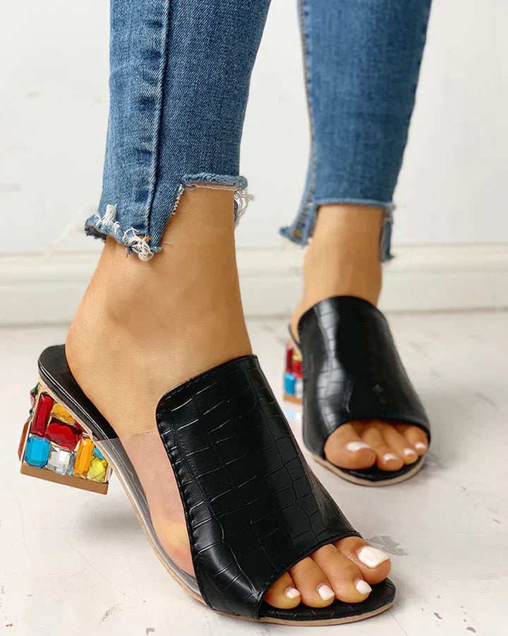 Alessia – Multicolor Crocoprint Sandals with Heels